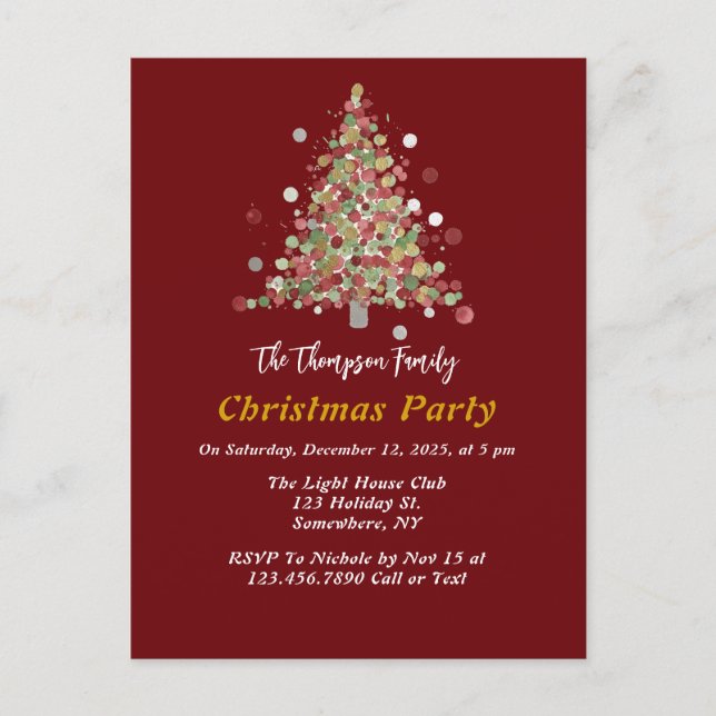 Polka Dot Tannenbaum-Weihnachtsfeier Postkarte (Vorderseite)