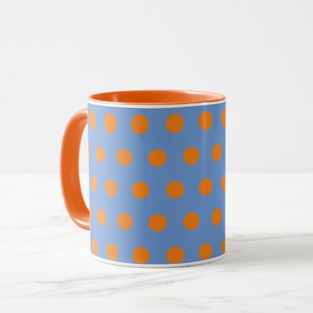 Polka Dot Tasse (Denim Blue & Orange) (Vorderseite Links)