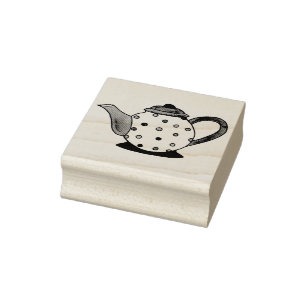 Polka Dot Tea Party Teapot Gummi Briefmarke Gummistempel