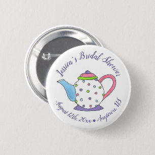 Polka Dot Teapot Nachmittag Tea Bridal Babydusche Button