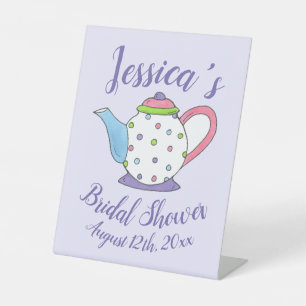Polka Dot Teapot Nachmittag Tea Bridal Babydusche Sockelschild