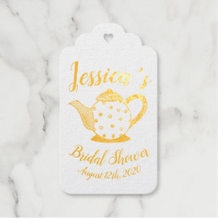 Polka Dot Teapot Tea Party Bridal Babydusche Geschenkanhänger