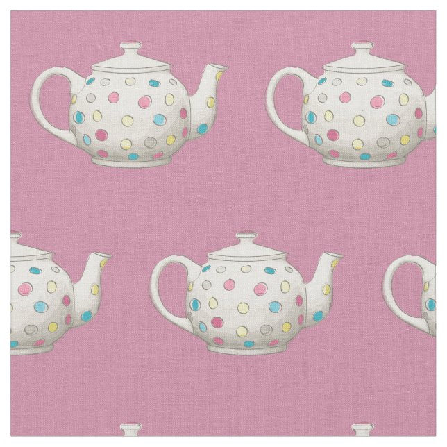 Polka Dot Tee Pot Pink Stoff (Nahaufnahme)
