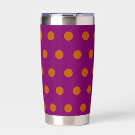 Polka Dot Thermal Tumbler (Deep Magenta & Orange) Thermobecher