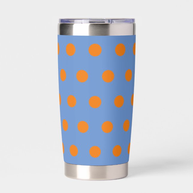 Polka Dot Thermal Tumbler (Denim Blue & Orange) Thermobecher (Vorderseite)