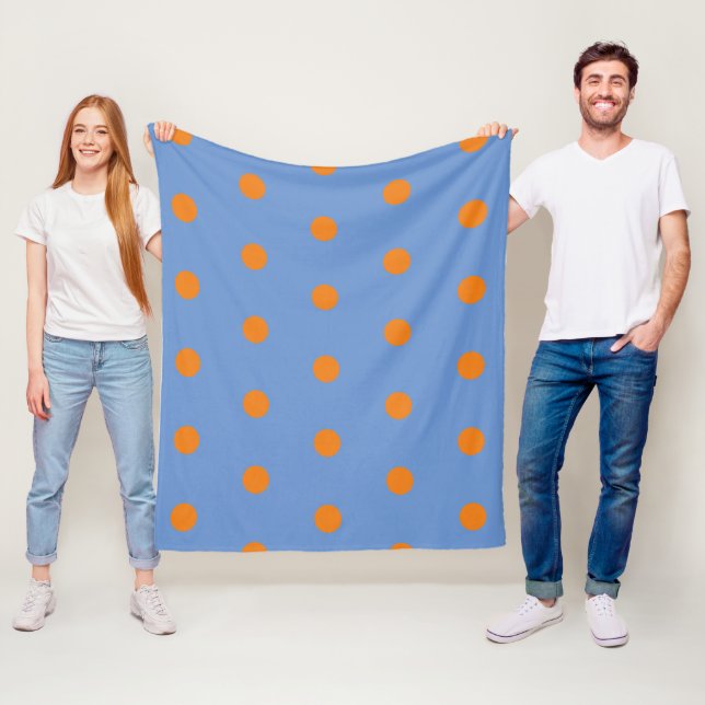 Polka Dot Throw Blanket (Denim Blue & Orange) Fleecedecke (Beispiel)