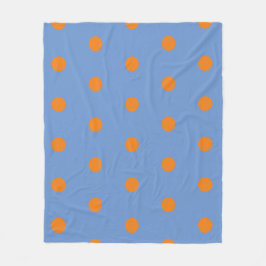 Polka Dot Throw Blanket (Denim Blue & Orange) Fleecedecke