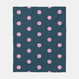 Polka Dot Throw Blanket (Midnight Blue & Soft Pink Fleecedecke