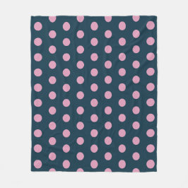 Polka Dot Throw Blanket (Midnight Blue & Soft Pink Fleecedecke