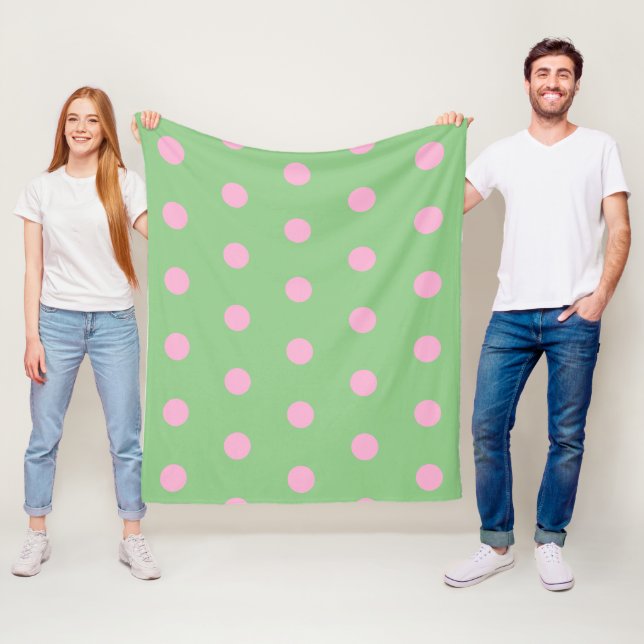 Polka Dot Throw Blanket (Sage Green & Pastel Pink) Fleecedecke (Beispiel)