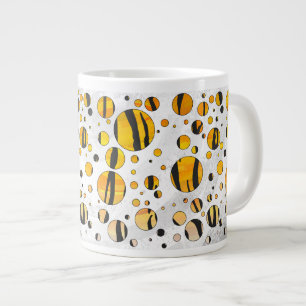 Polka Dot Tiger Black and Orange Print Jumbo-Tasse