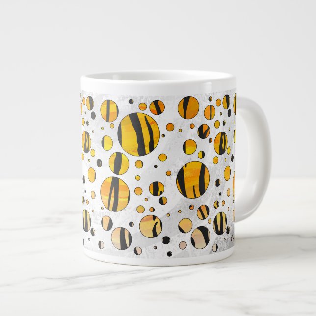 Polka Dot Tiger Black and Orange Print Jumbo-Tasse (Vorderseite Rechts)