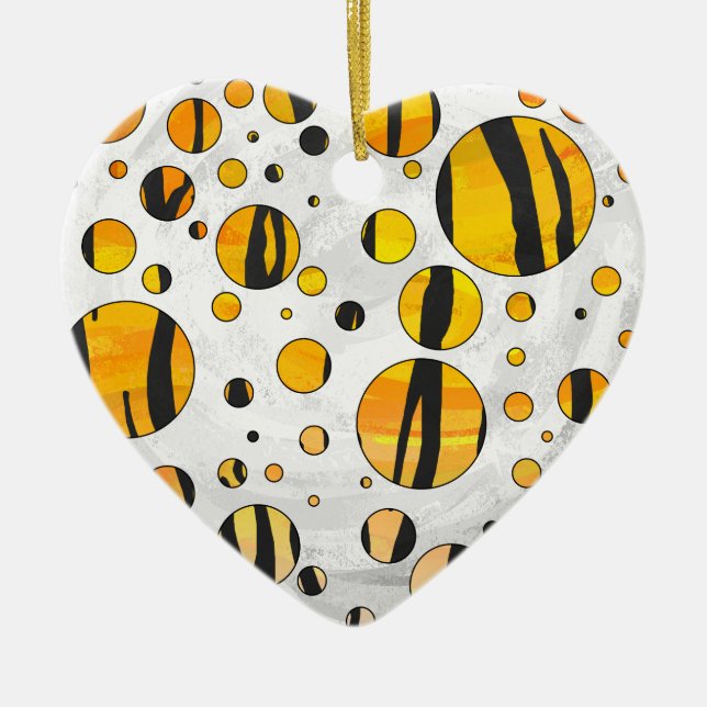 Polka Dot Tiger Black and Orange Print Keramik Ornament (Vorne)