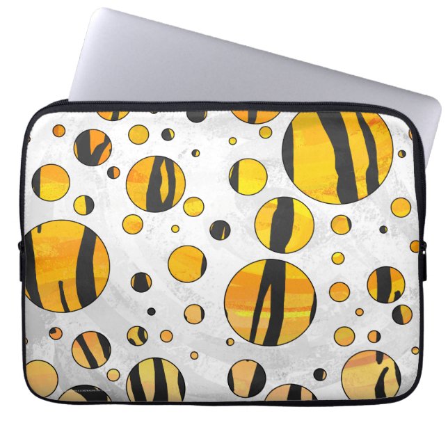 Polka Dot Tiger Black and Orange Print Laptopschutzhülle (Vorderseite)