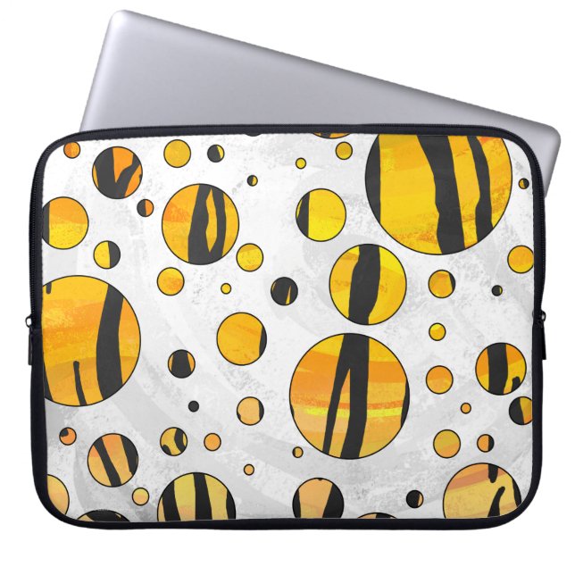 Polka Dot Tiger Black and Orange Print Laptopschutzhülle (Vorderseite)