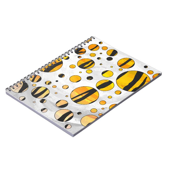 Polka Dot Tiger Black and Orange Print Notizblock (Linke Seite)
