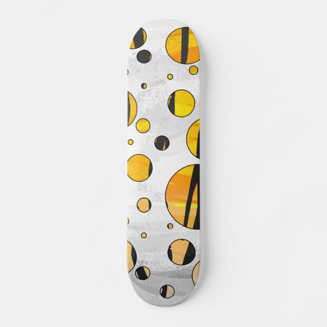 Polka Dot Tiger Black and Orange Print Skateboard (Vorderseite)
