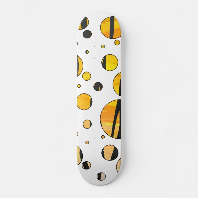 Polka Dot Tiger Black and Orange Print Skateboard (Vorderseite)