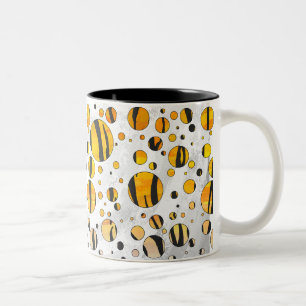 Polka Dot Tiger Black and Orange Print Zweifarbige Tasse