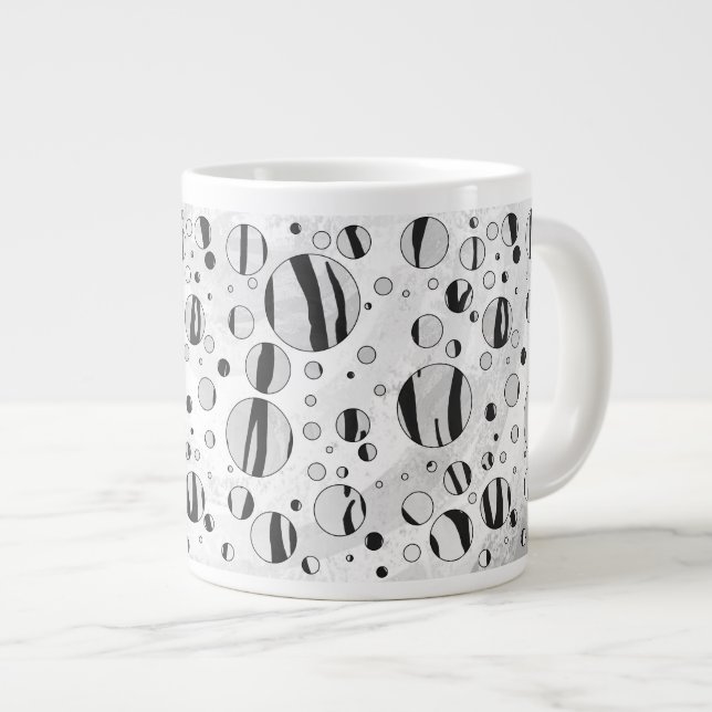 Polka Dot Tiger Black and White Print Jumbo-Tasse (Vorderseite Rechts)