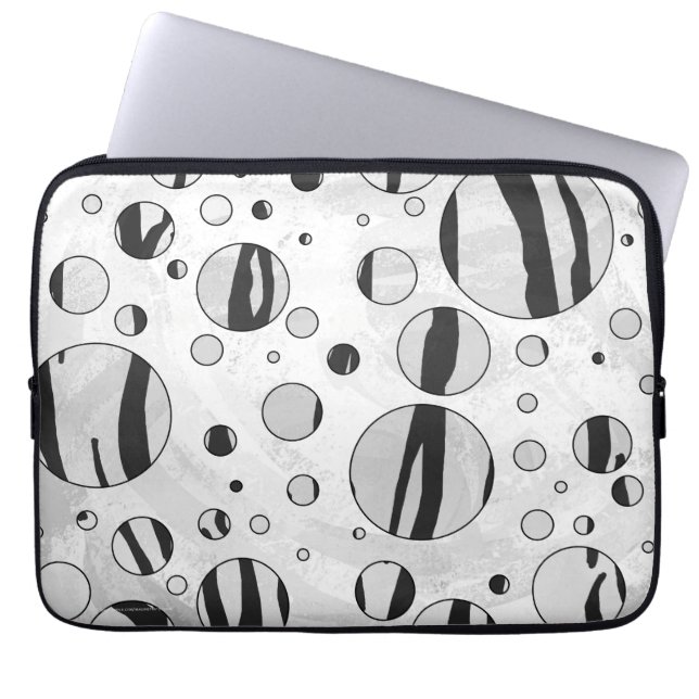 Polka Dot Tiger Black and White Print Laptopschutzhülle (Vorderseite)