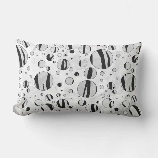 Polka Dot Tiger Black and White Print Lendenkissen (Vorderseite)