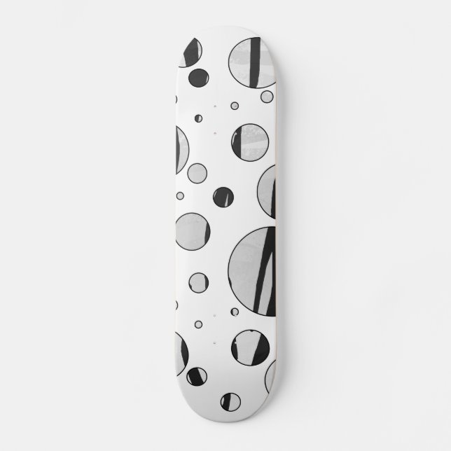 Polka Dot Tiger Black and White Print Skateboard (Vorderseite)