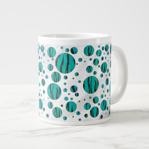Polka Dot Tiger Black und Aquamarin Print Jumbo-Tasse
