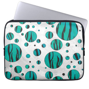 Polka Dot Tiger Black und Aquamarin Print Laptopschutzhülle