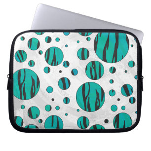 Polka Dot Tiger Black und Aquamarin Print Laptopschutzhülle