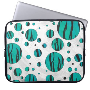 Polka Dot Tiger Black und Aquamarin Print Laptopschutzhülle