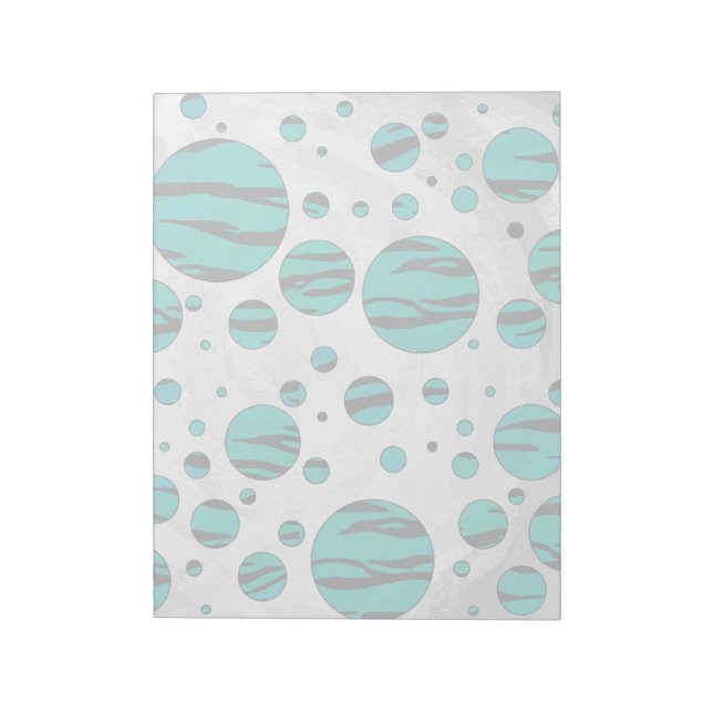 Polka Dot Tiger Black und Aquamarin Print Notizblock (Rotiert)