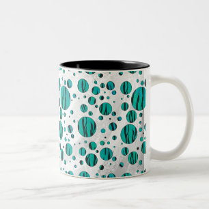 Polka Dot Tiger Black und Aquamarin Print Zweifarbige Tasse