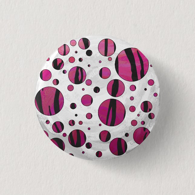 Polka Dot Tiger Hot Pink und Black Print Button (Vorderseite)