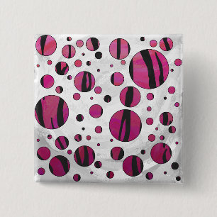 Polka Dot Tiger Hot Pink und Black Print Button