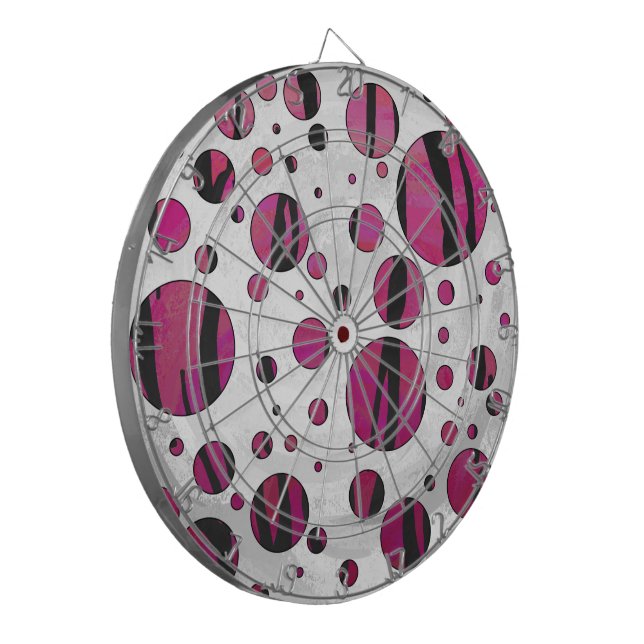 Polka Dot Tiger Hot Pink und Black Print Dartscheibe (Vorderseite Links)