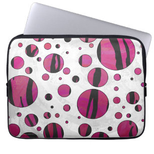 Polka Dot Tiger Hot Pink und Black Print Laptopschutzhülle