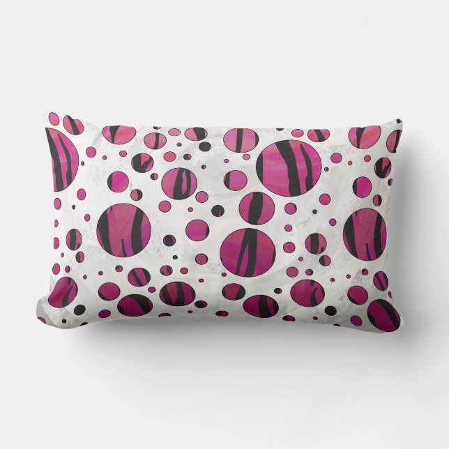 Polka Dot Tiger Hot Pink und Black Print Lendenkissen (Vorderseite)
