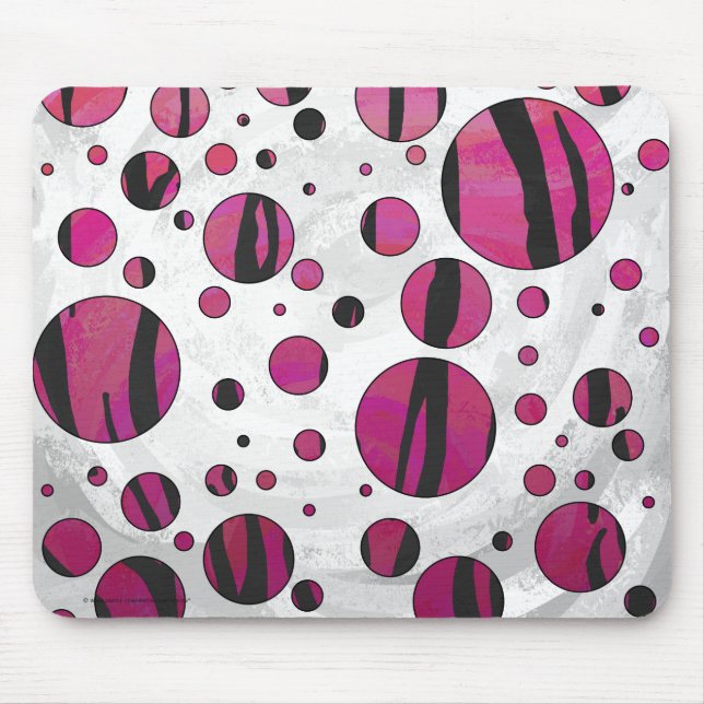 Polka Dot Tiger Hot Pink und Black Print Mousepad (Vorne)