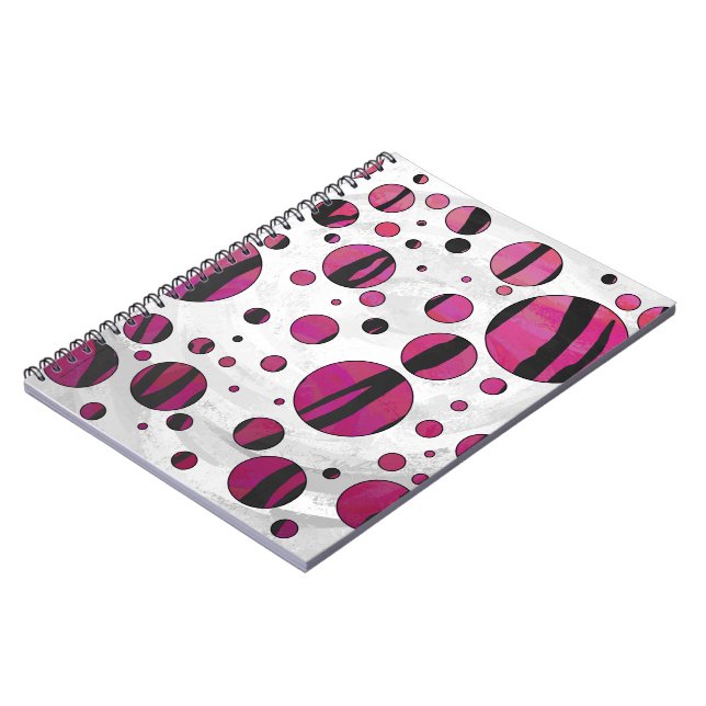 Polka Dot Tiger Hot Pink und Black Print Notizblock (Linke Seite)
