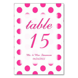 Polka Dot Tischnummern mit Name und Datum