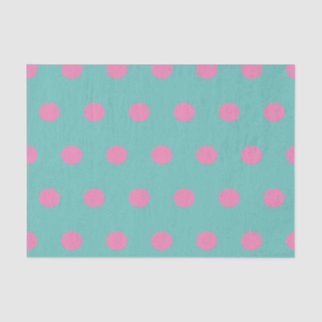 Polka Dot Tissue (Aqua & Pink) Seidenpapier (Vorderseite)