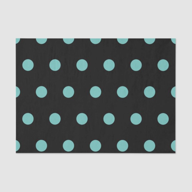 Polka Dot Tissue Paper (Black & Aqua) Seidenpapier (Vorderseite)