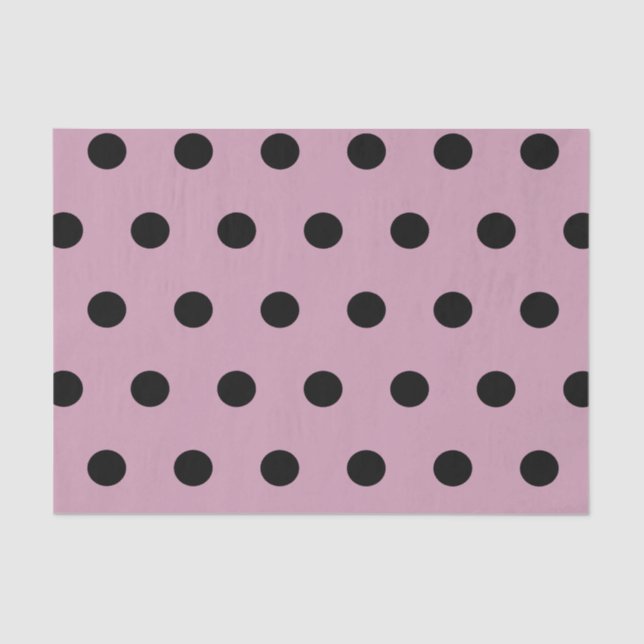 Polka Dot Tissue Paper (rosa und schwarz) Seidenpapier (Vorderseite)