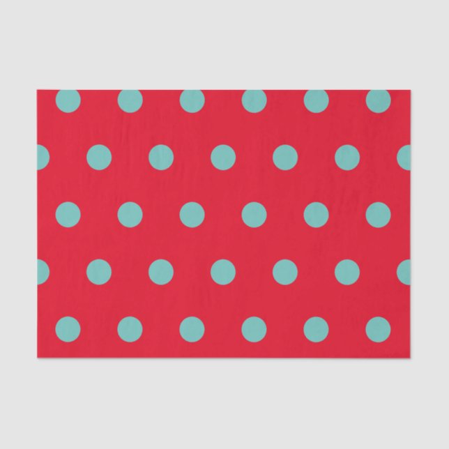 Polka Dot Tissue (Red & Aqua) Seidenpapier (Vorderseite)
