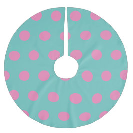Polka Dot Tree Skirt (Aqua & Pink) Polyester Weihnachtsbaumdecke
