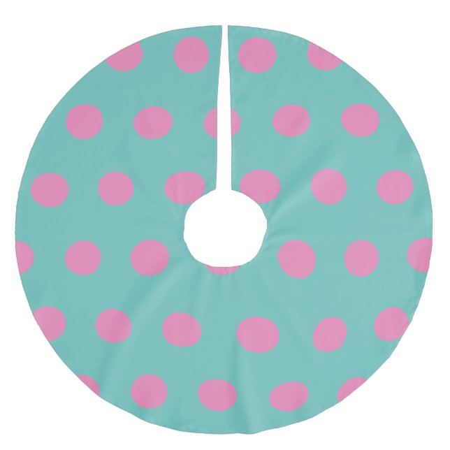 Polka Dot Tree Skirt (Aqua & Pink) Polyester Weihnachtsbaumdecke (Vorderseite)