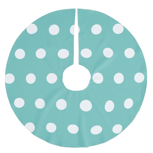 Polka Dot Tree Skirt (Aqua & White) Polyester Weihnachtsbaumdecke (Vorderseite)