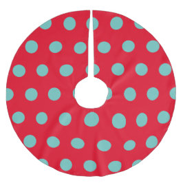 Polka Dot Tree Skirt (Red & Aqua) Polyester Weihnachtsbaumdecke
