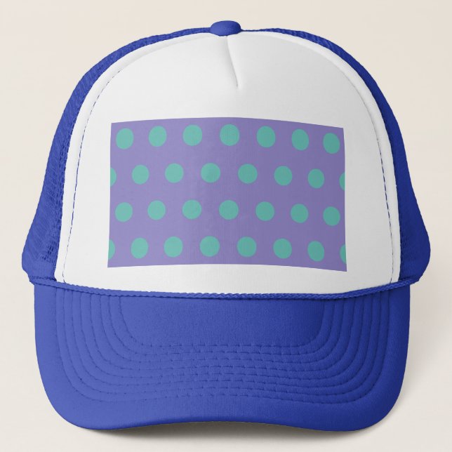 Polka Dot Trucker Hat (Lavender & Aqua) Truckerkappe (Vorderseite)